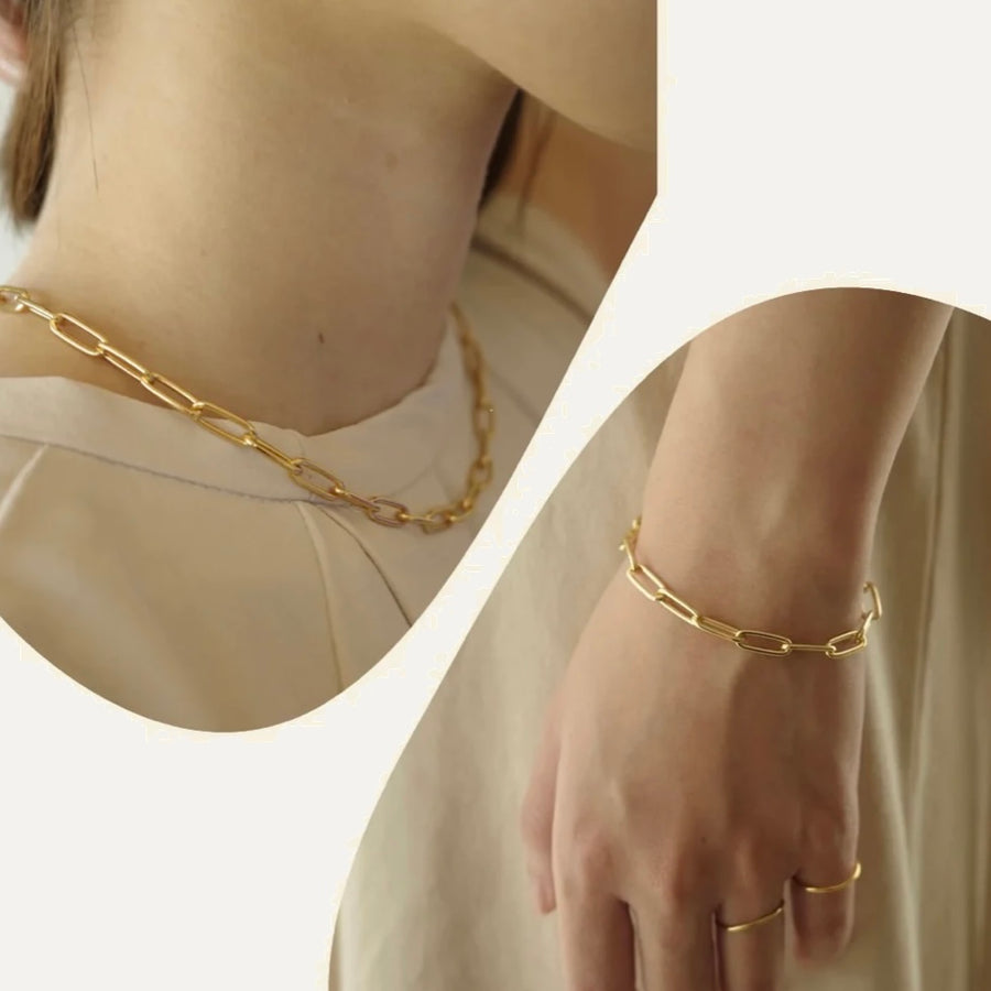 18KGP OVAL SET (Necklace × Bracelet) – RUMÉL