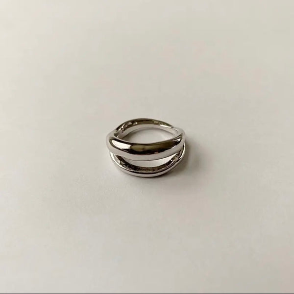Layered ring silver